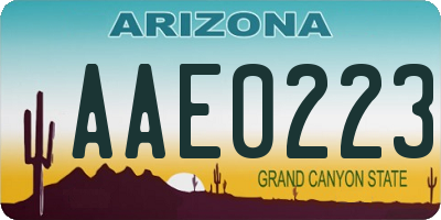 AZ license plate AAE0223