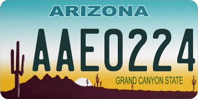AZ license plate AAE0224