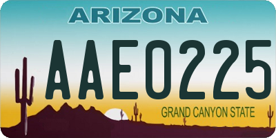 AZ license plate AAE0225