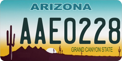 AZ license plate AAE0228