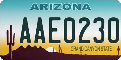 AZ license plate AAE0230