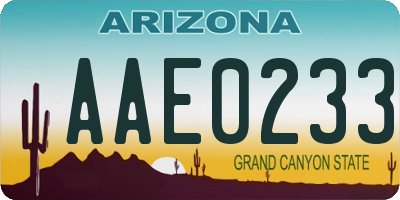 AZ license plate AAE0233