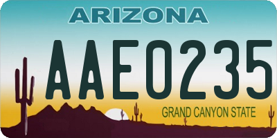 AZ license plate AAE0235