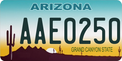 AZ license plate AAE0250