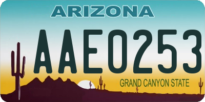 AZ license plate AAE0253