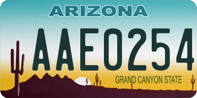 AZ license plate AAE0254