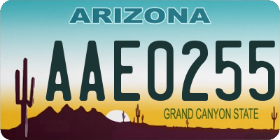 AZ license plate AAE0255