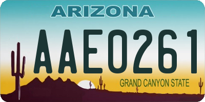 AZ license plate AAE0261