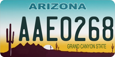 AZ license plate AAE0268