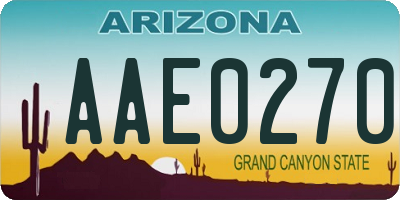 AZ license plate AAE0270