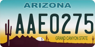 AZ license plate AAE0275