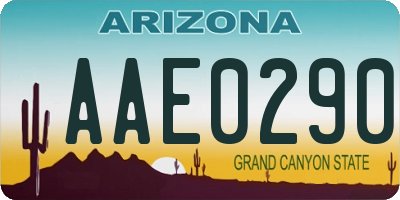AZ license plate AAE0290