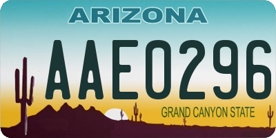 AZ license plate AAE0296