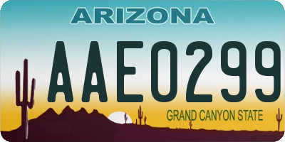 AZ license plate AAE0299