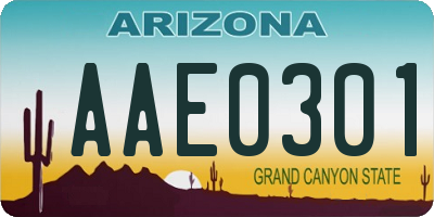 AZ license plate AAE0301