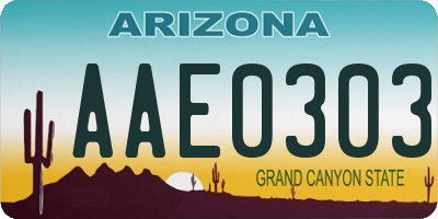 AZ license plate AAE0303