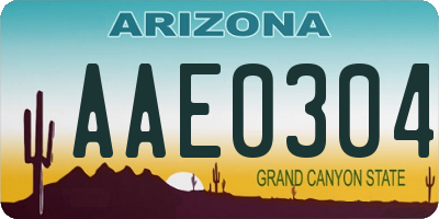 AZ license plate AAE0304