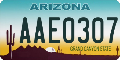 AZ license plate AAE0307
