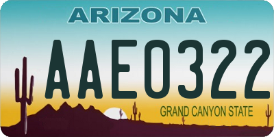 AZ license plate AAE0322