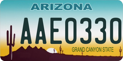 AZ license plate AAE0330