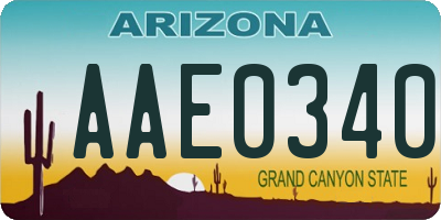 AZ license plate AAE0340