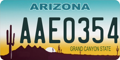 AZ license plate AAE0354