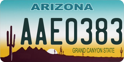 AZ license plate AAE0383