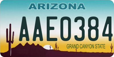 AZ license plate AAE0384