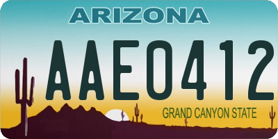 AZ license plate AAE0412