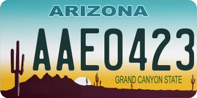 AZ license plate AAE0423