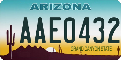 AZ license plate AAE0432