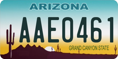 AZ license plate AAE0461
