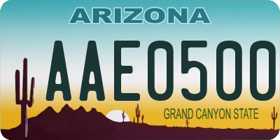 AZ license plate AAE0500