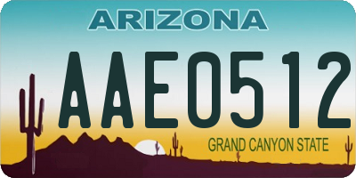 AZ license plate AAE0512
