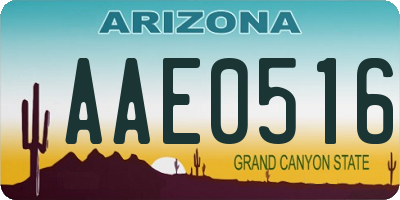 AZ license plate AAE0516