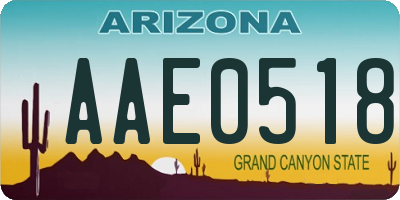 AZ license plate AAE0518