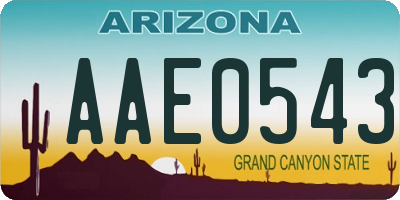 AZ license plate AAE0543