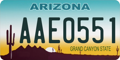 AZ license plate AAE0551
