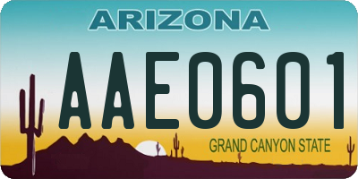 AZ license plate AAE0601