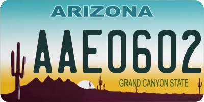 AZ license plate AAE0602