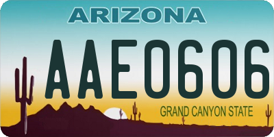 AZ license plate AAE0606