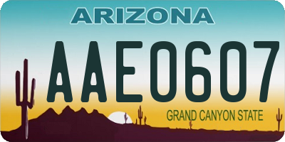 AZ license plate AAE0607