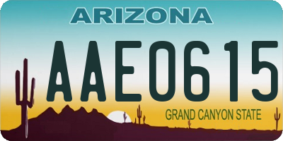 AZ license plate AAE0615