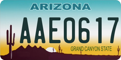 AZ license plate AAE0617