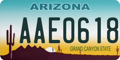 AZ license plate AAE0618