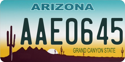 AZ license plate AAE0645