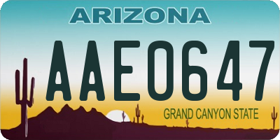 AZ license plate AAE0647