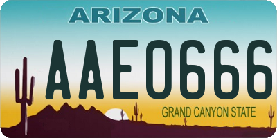 AZ license plate AAE0666