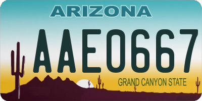 AZ license plate AAE0667