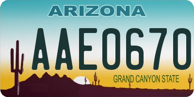 AZ license plate AAE0670